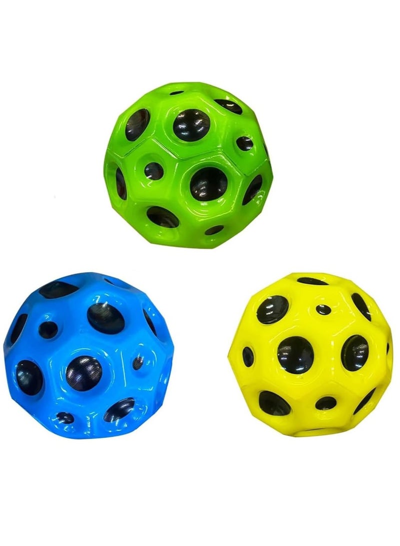 3pcs Space Ball Super High Bouncing Space Ball Pop Bouncing Ball Helps Improve Hand-Eye Coordination Astro Jump Ball Moon Ball for Kids