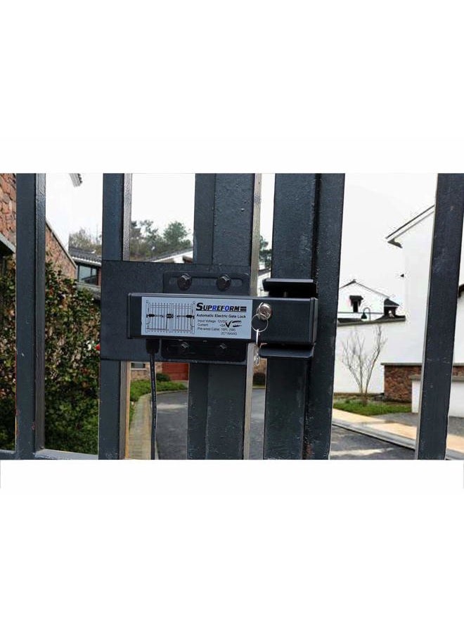 Supreform Universal 12VDC(NOT 24VDC) Outdoor Automatic Electric Gate Lock for Swing Gate Opener Operator Automatic Gate Openers, Fail Secure Gate Lock, UL Listed Cable - Image 2