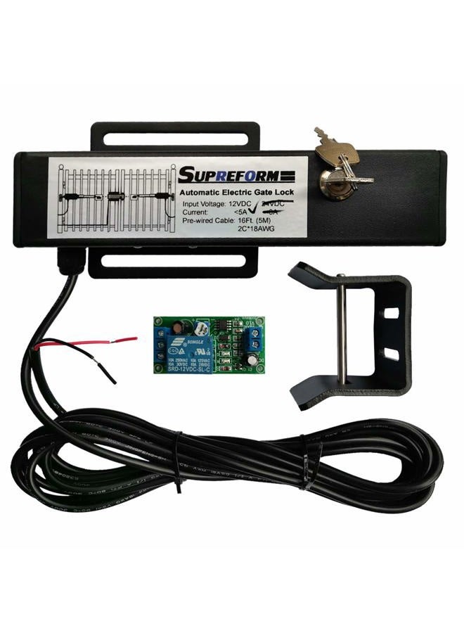 Supreform Universal 12VDC(NOT 24VDC) Outdoor Automatic Electric Gate Lock for Swing Gate Opener Operator Automatic Gate Openers, Fail Secure Gate Lock, UL Listed Cable - Image 1