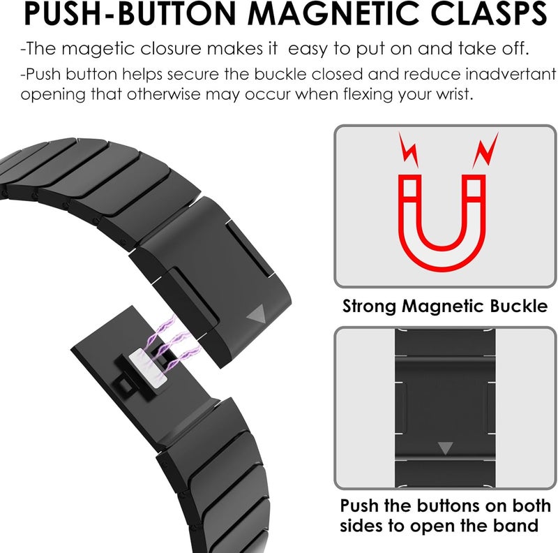FULLIFE Compatible with Samsung Galaxy Watch 6 Classic Band 47mm Galaxy Watch 5 Pro/Galaxy Watch 6 5 4/Galaxy Watch 4 Classic Stainless Steel Metal with Magnetic Clasp No Gap Band for Men - Image 5