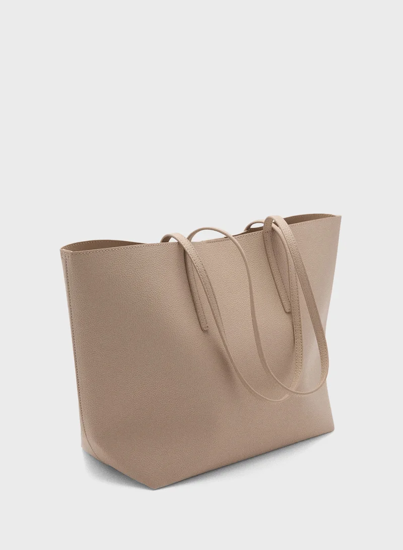 MANGO Double Handle Shopper Bag
