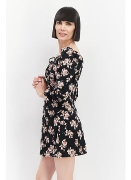 Missguided Women Floral Print Mini Dress, Black  - Image 3