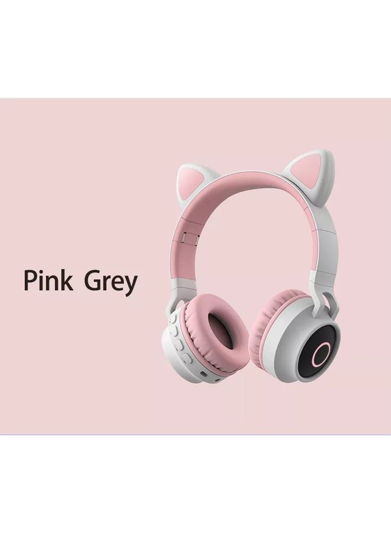 GT-Wheel Kids Bluetooth Cat Ear Headphones 5.0 with Mic LED Light Deep Bass Foldable Stereo Wireless Headset - Image 2