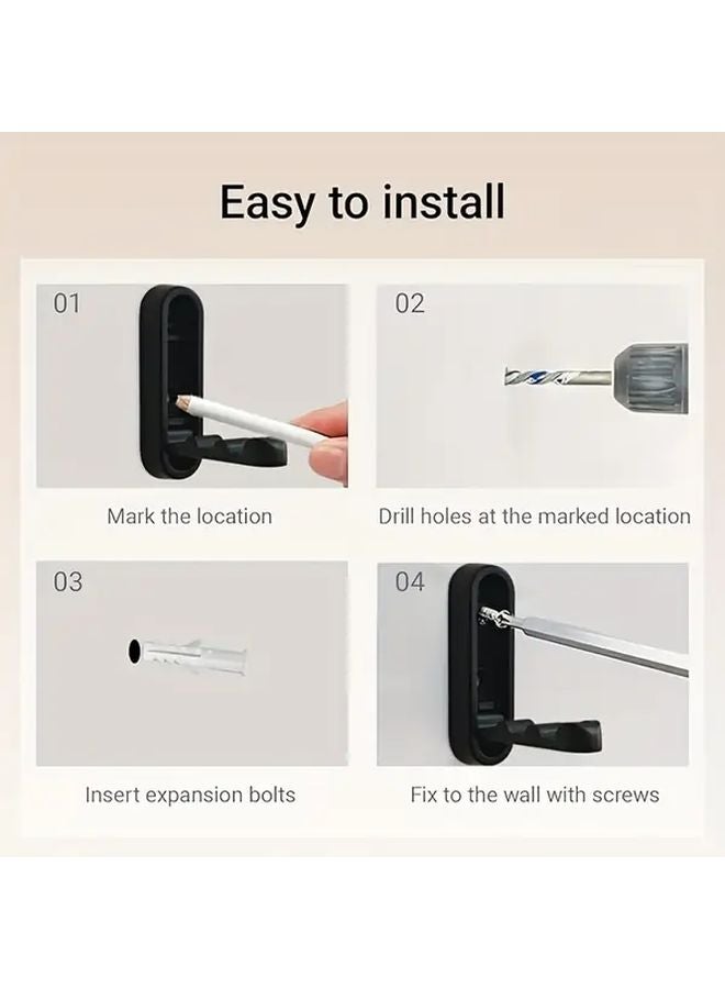 2Pcs Modern Wall Hooks Foldable Rust Proof Coat Rack Round Matte Black Space Saving - Image 4