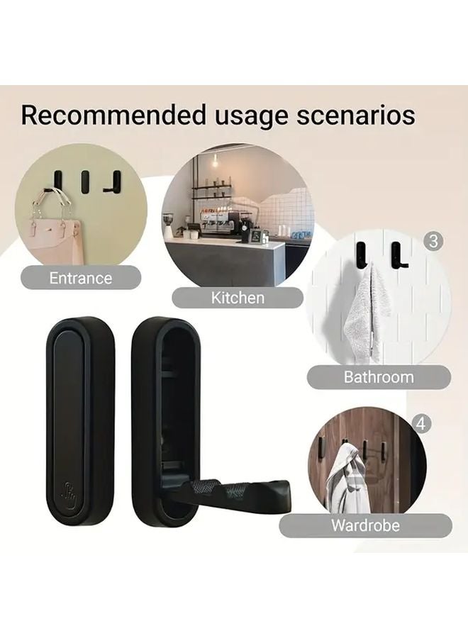 2Pcs Modern Wall Hooks Foldable Rust Proof Coat Rack Round Matte Black Space Saving - Image 5