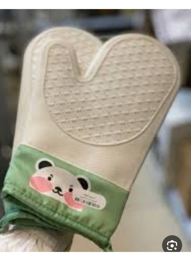 Professional heat-resistant silicone oven gloves, 2 pieces, beige color – Heat-resistant gloves – Safety and style in your kitchen with a modern design - Image 3