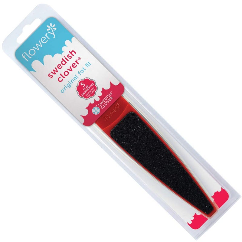 Flowery Original Swedish Clover Red Foot File, Pedicure Foot Scrubber, 60/100 Grit - RED - Image 1