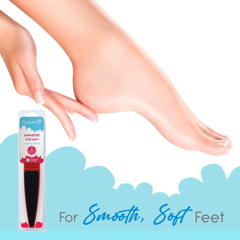 Flowery Original Swedish Clover Red Foot File, Pedicure Foot Scrubber, 60/100 Grit - RED - Image 2