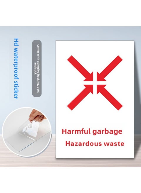 National Standard Trash Bin Classification Identification Sticker Promotional Poster Wall Sticker Dry And Wet Garbage Recyclable Kitchen Waste Harmful And Perishable-Color:Harmful Waste (national Standard)-Specifications:15x20cm