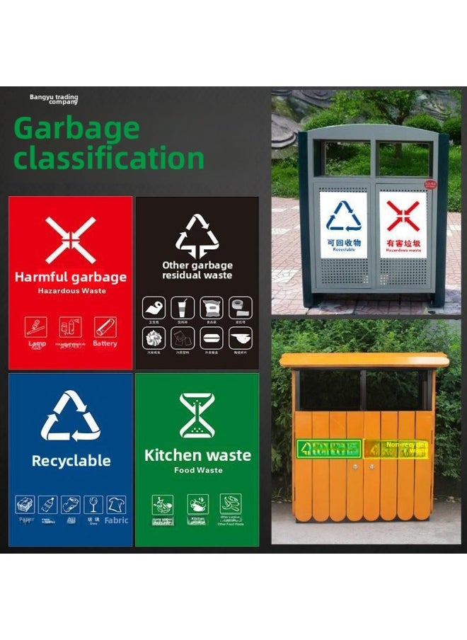 National Standard Trash Bin Classification Identification Sticker Promotional Poster Wall Sticker Dry And Wet Garbage Recyclable Kitchen Waste Harmful And Perishable-Color:Harmful Waste (national Standard)-Specifications:15x20cm