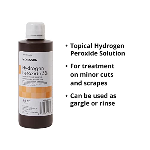 McKesson Hydrogen Peroxide 3%, 4 oz [Pack of 1] Topical Solution USP, First Aid Antiseptic, Oral Debriding Agent - Image 3