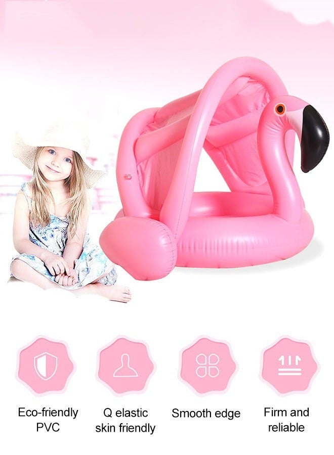 DURKU Flamingo and Shark Shape Baby Pool Float with Adjustable Canopy, Inflatable Swimming Ring for Safety Seat. Infant Floaty for Family Pools, Outdoor Trips, Lakes and Beaches. 90*62cm Fun Water Toy for - Image 5
