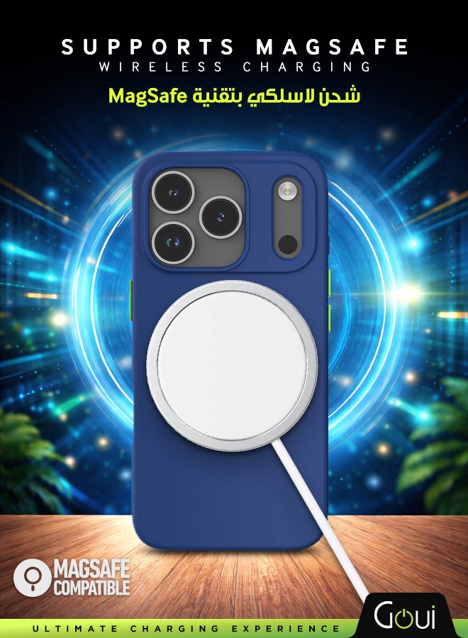 جوي كفر ايفون 17 برو | حماية شاملة | متوافق مع MagSafe | يدعم الشحن اللاسلكي | متعدد الألوان | ملمس ناعم | تصميم مغناطيسي للتثبيت أزرق كحلي - Image 3