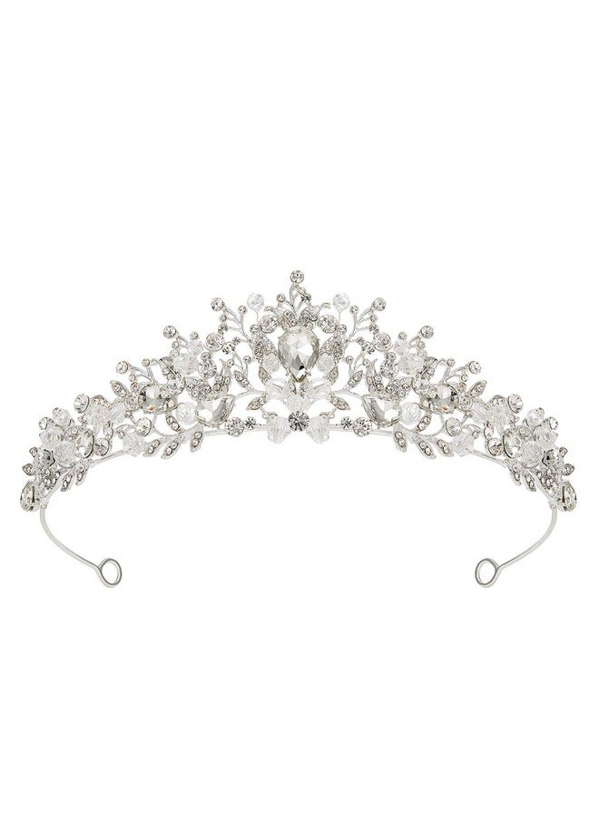 SWEETV Weetv Jeweled Wedding Tiaras And Crowns For Women Metal Princess Tiara Queen Crown For Bride Bridal Headpieces For Birthday Quinceanera Pageant Prom Silver  - Image 1