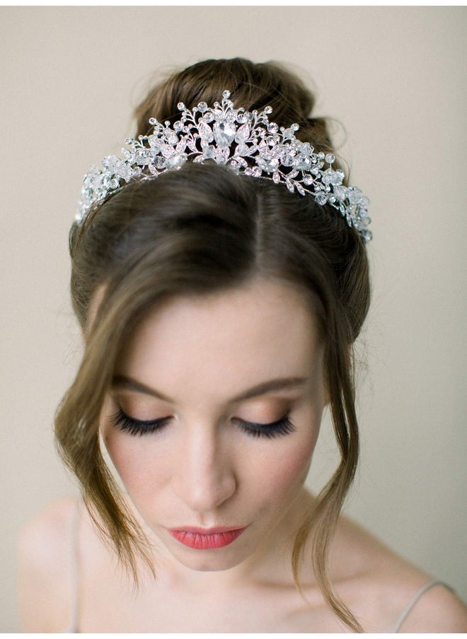 SWEETV Weetv Jeweled Wedding Tiaras And Crowns For Women Metal Princess Tiara Queen Crown For Bride Bridal Headpieces For Birthday Quinceanera Pageant Prom Silver  - Image 4