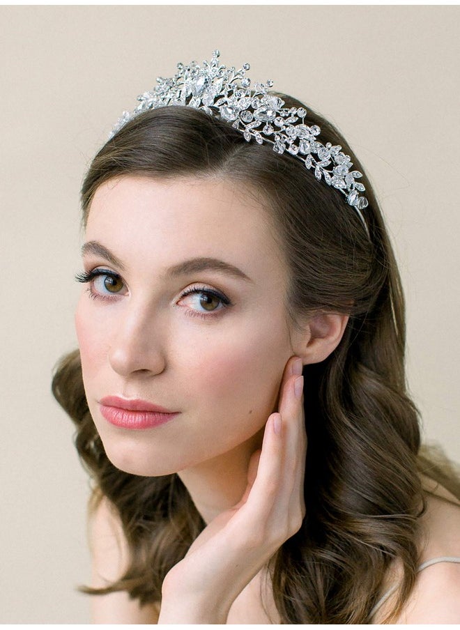 SWEETV Weetv Jeweled Wedding Tiaras And Crowns For Women Metal Princess Tiara Queen Crown For Bride Bridal Headpieces For Birthday Quinceanera Pageant Prom Silver  - Image 3