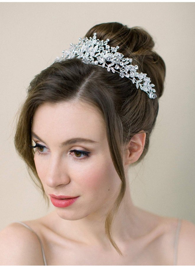 SWEETV Weetv Jeweled Wedding Tiaras And Crowns For Women Metal Princess Tiara Queen Crown For Bride Bridal Headpieces For Birthday Quinceanera Pageant Prom Silver  - Image 5
