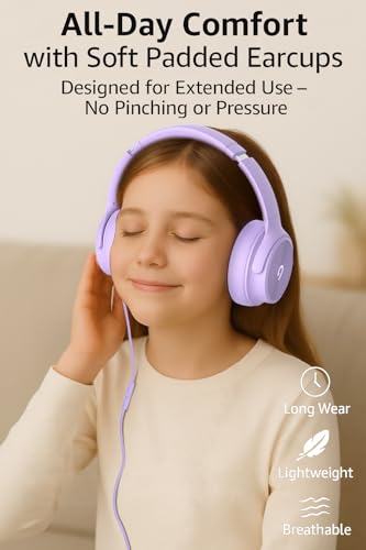 ADOOPE USB C Wired OverEar Headphones with Mi HiFi Stereo Sound NoiseIsolating Ear Cups Comfortable Fit for iPhone1516 Samsung Galaxy S24S23 TypeC Phones Tablets Purple - Image 3
