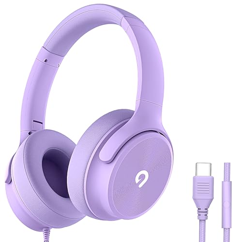 ADOOPE USB C Wired OverEar Headphones with Mi HiFi Stereo Sound NoiseIsolating Ear Cups Comfortable Fit for iPhone1516 Samsung Galaxy S24S23 TypeC Phones Tablets Purple - Image 1