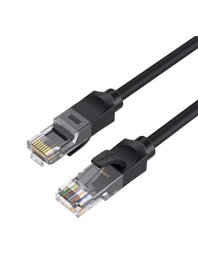 فيج جيج كابل إيثرنت Cat6 - نحاس خالٍ من الأكسجين، 1 جيجابت في الثانية، 250 ميجاهرتز، تم اختباره بواسطة Fluke، موصلات مطلية بالذهب RJ45 (UTP) أسود - Image 1