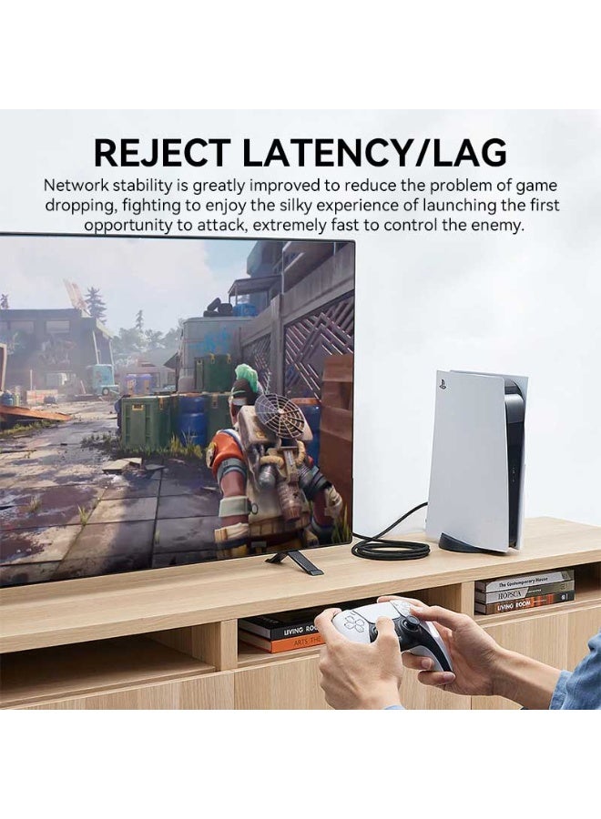 فيج جيج كابل إيثرنت Cat6 - نحاس خالٍ من الأكسجين، 1 جيجابت في الثانية، 250 ميجاهرتز، تم اختباره بواسطة Fluke، موصلات مطلية بالذهب RJ45 (UTP) أسود - Image 4