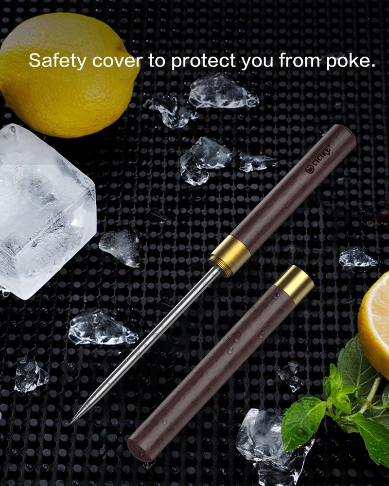 cicike Stainless Steel Ice Pick with Safety Cover, Pick Tool for Breaking Ice, Non-slip Wooden Handle for Easy to Grip, 9 Inches Length (Pack of 1) - Image 3