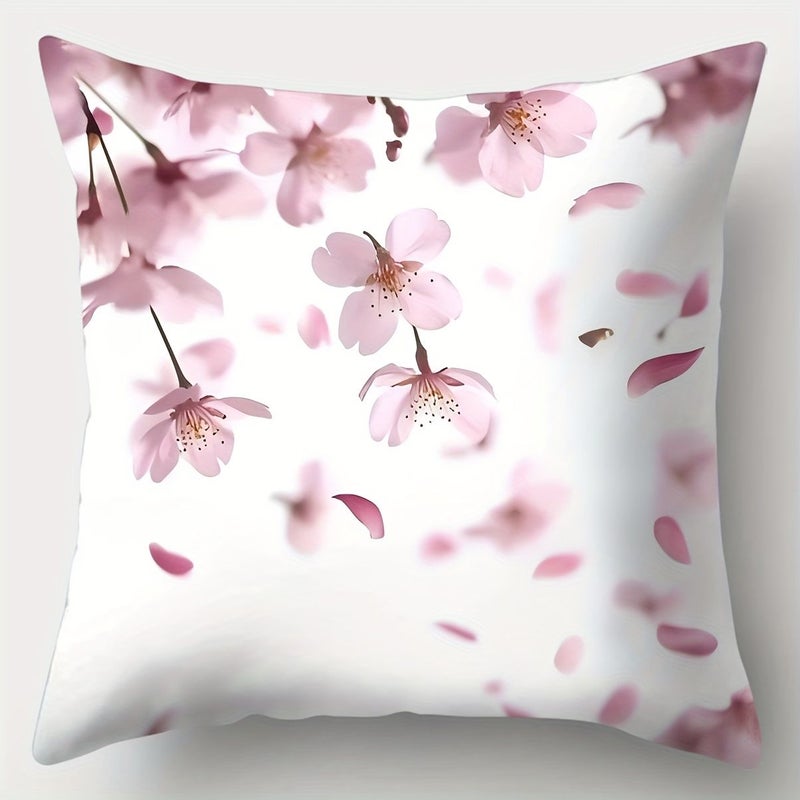 4pcs Peach Blossom Sofa Throw Pillow Case 17.7x17.7 Single Sided Print Home Decor - Image 2