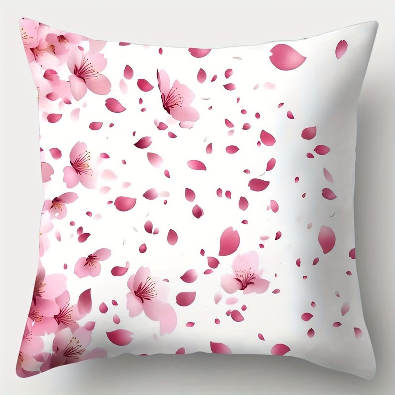 4pcs Peach Blossom Sofa Throw Pillow Case 17.7x17.7 Single Sided Print Home Decor - Image 4