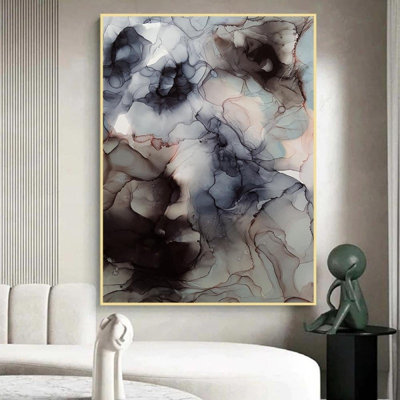 Marktna One canvas print in an abstract art design with a hollow frame, measuring (60×90) - Image 1