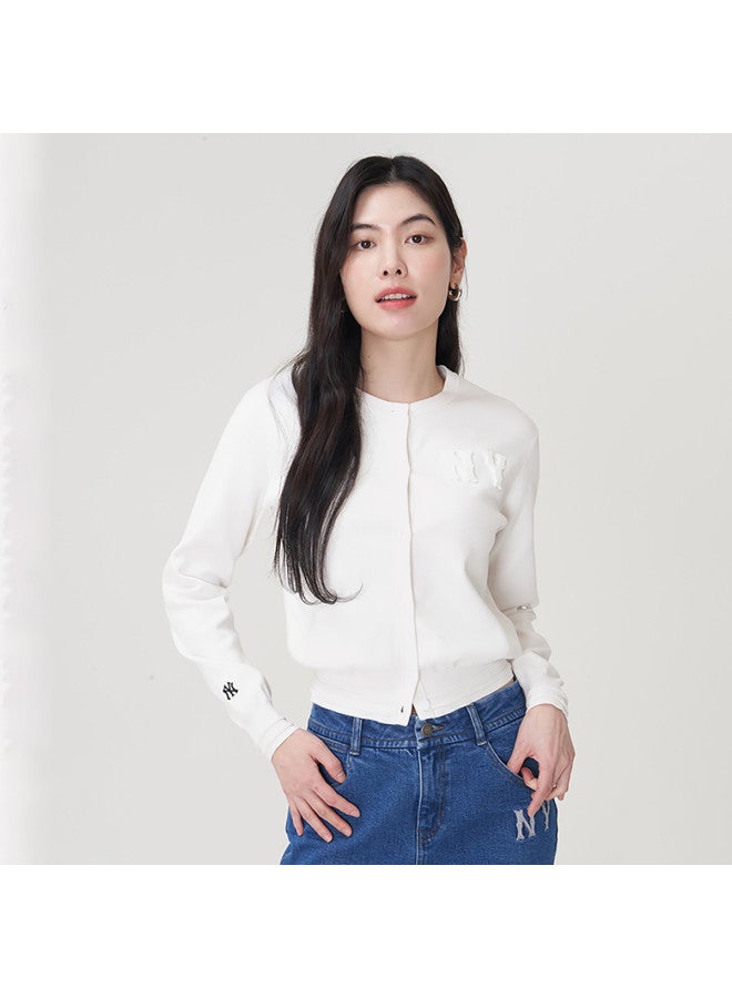 MLB كارديجان محبوك بسيط بلون موحد للنساء مريح متعدد الاستخدامات جاكيت كاجوال 25 ربيع خريف Kcb02 - Image 3