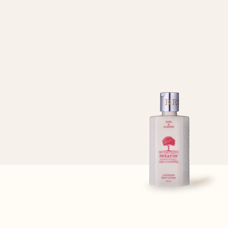 Breathe Aromatherapy Rose  Almond Body Lotion  Chinese Geranium Bulgarian Rose  Almond  Suitable for all skin types  Beneficial for mature  aging skin  Moisturises  rejuvenates the skin  250 ml - Image 2
