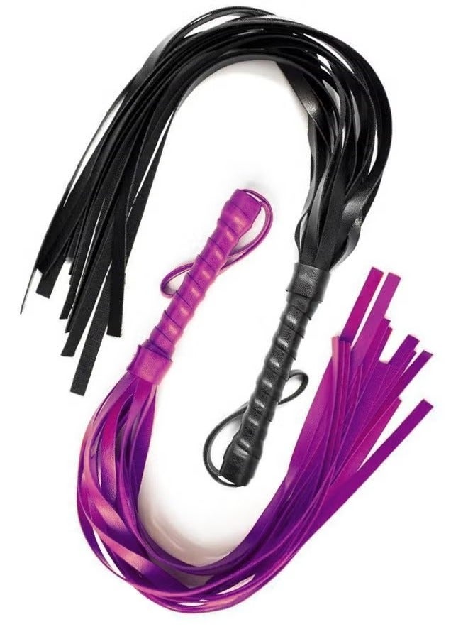 ZVEV 2 Pcs Leather Horse Whip Set Leather Whip for Horses Whip for Play Faux Leather Whips PU Handle Outdoor Sports Horse Riding Whip Lightweight Gift Accessories Training Tool Portable Gift - Image 1