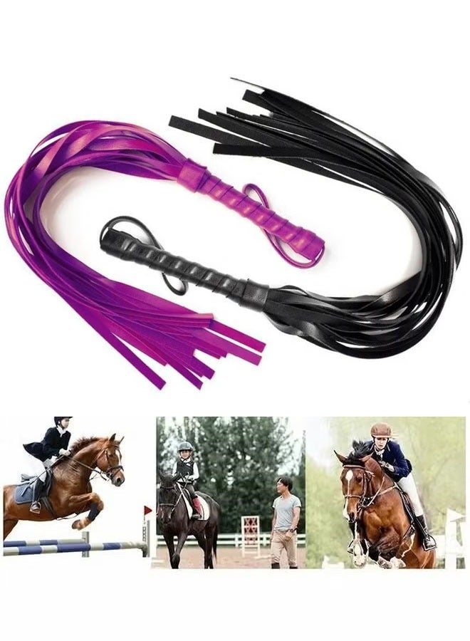 ZVEV 2 Pcs Leather Horse Whip Set Leather Whip for Horses Whip for Play Faux Leather Whips PU Handle Outdoor Sports Horse Riding Whip Lightweight Gift Accessories Training Tool Portable Gift - Image 2