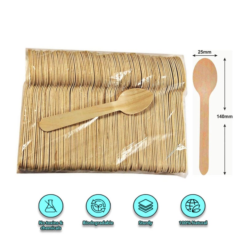 Spoons Set of 100 Pcs Natural Wooden Spoons Food Grade Safe Party Pack  - Image 2