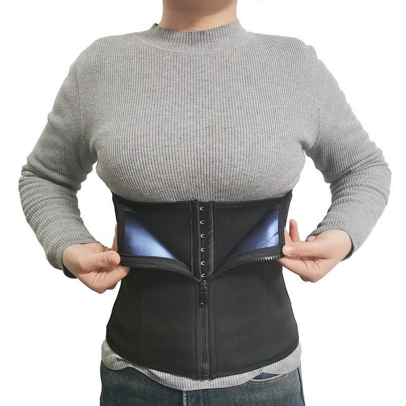 Bluejw Waist Trimmer Belt Back Support - Unisex Neoprene Corset Zipper Sauna Waist Trainer Shaper for Slimming & Belly Fat Reduction - Image 1