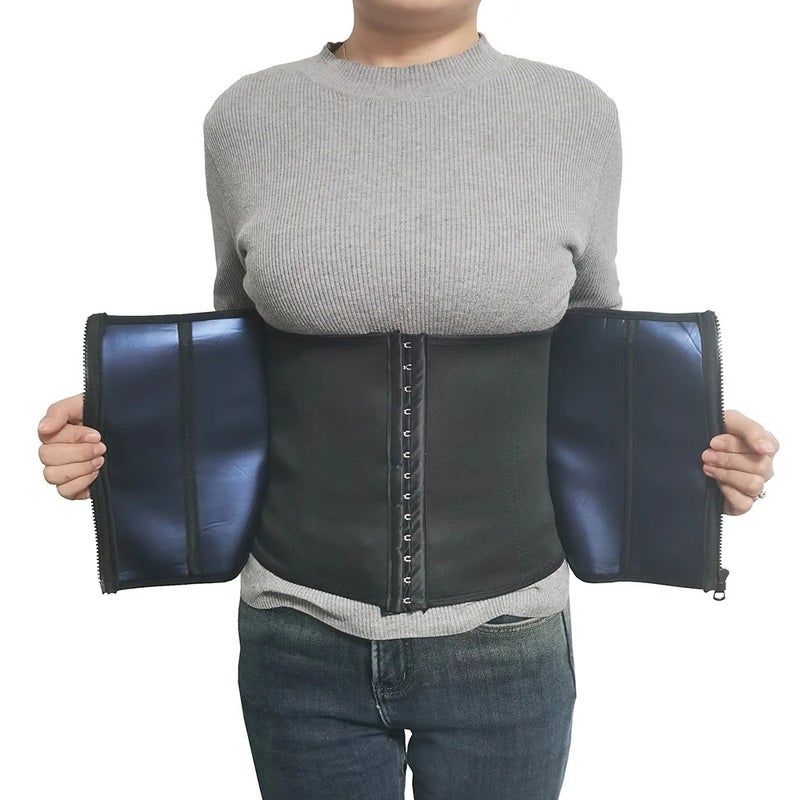 Bluejw Waist Trimmer Belt Back Support - Unisex Neoprene Corset Zipper Sauna Waist Trainer Shaper for Slimming & Belly Fat Reduction - Image 2