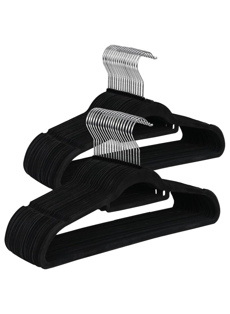 ON MART 24 PCs Premium Velvet Hangers Space Saving - 360° Swivel Hook Non-Slip & Durable Clothes Hangers - Heavy Duty Clothes hanger for coat, Jacket, Trousers, Pants, Hanger Set for Closet (Black) - Image 1