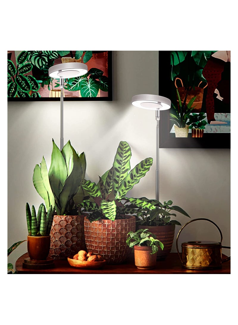 Luckam LED Plant Lamp for Indoor, Full Spectrum 4 Brightness Plant Light with 2/4/8 Auto Timer, Height-Adjustable Growth Lamp for Seedlings and Succulents Flowers, Energy Class A, 2 Pcs, White - Image 2