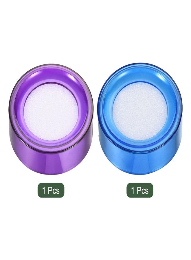 YOKIVE 2 Pcs Finger Wet Sponge, Round Desktop Fingertip Wet Tools | Easy to Use Great for Counting Office Paper Document Bills (Blue and Purple, 2.7-Inch) - Image 3