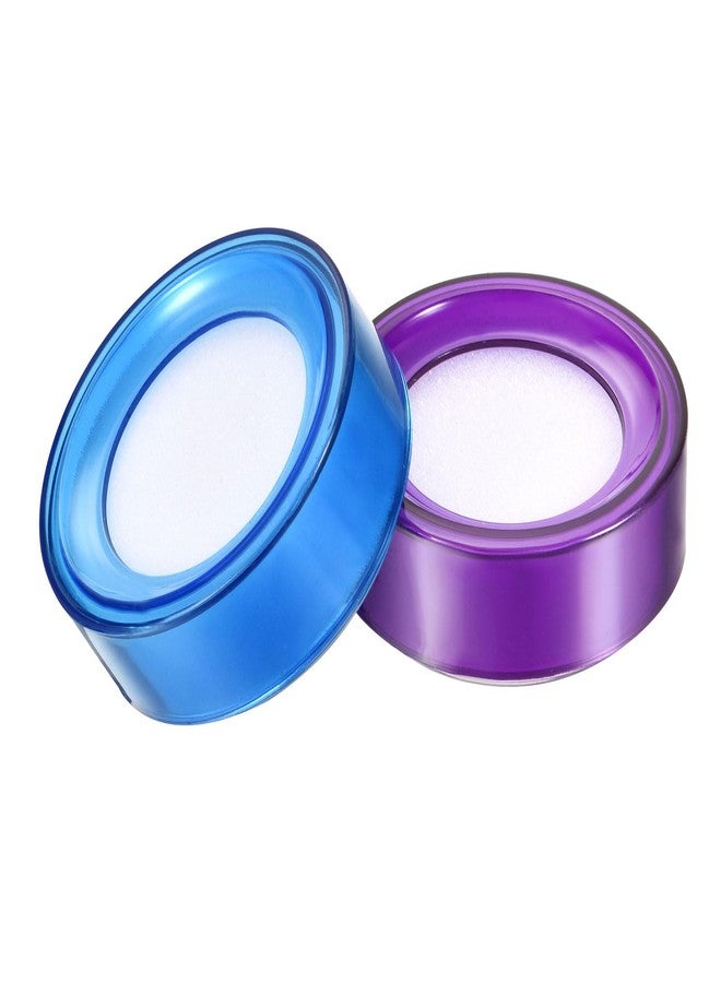 YOKIVE 2 Pcs Finger Wet Sponge, Round Desktop Fingertip Wet Tools | Easy to Use Great for Counting Office Paper Document Bills (Blue and Purple, 2.7-Inch) - Image 1