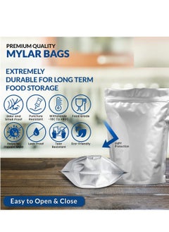 Excefore Mylar Bags For Food Storage, 25PCS 9.4 Mil Thick Vacuum Resealable Ziplock Pouches,  Long Term Large Food Sealing Bag Refrigerator Preservation Eco-Friendly for Kitchen Camping Hiking Food Storage  - Image 3