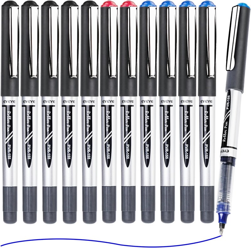 EYEYE Liquid Ink Rollerball Pen Medium Tip 0.7mm Pack of 12 3 Colours Quick Drying Ink Pens Fine Tip Smooth Writing for Diary, Notes, Office and School Supplies - Image 2
