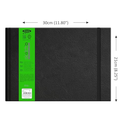 Anupam SketchO Sketchbook Hardbound, Landscape Opening A4 Size, 140 GSM Acid Free Natural Shade Paper with Elastic Closure (128 Pages) - Image 2