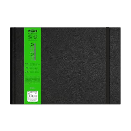 Anupam SketchO Sketchbook Hardbound, Landscape Opening A4 Size, 140 GSM Acid Free Natural Shade Paper with Elastic Closure (128 Pages) - Image 1
