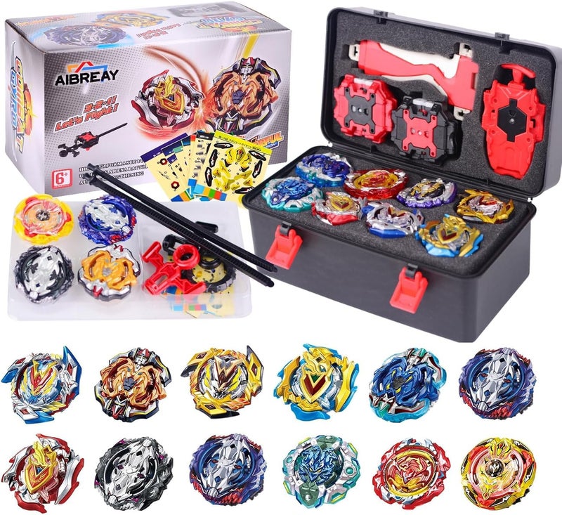 AIBREAY Battling Top Burst Gyro Toy Set 12 Spinning Tops 3 Launchers 1 Grip Toy Combat Battling Game with Portable Storage Box Gift for Kids Children Boy and Girl Ages 6 - Image 3