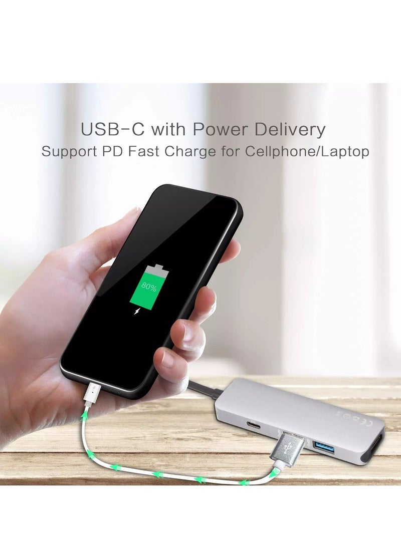 USB-C Hub 4-in-1 Type-C Adapter with HDMI USB 3.0 2.0 PD Converter