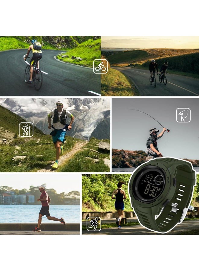 findtime Men's Digital Watch Waterproof Sports Watches Tactical Military Stopwatch Alarm 12/24H Outdoor Mens Wristwatch for Running Swimming Relojes para Hombres Army Green - Image 4