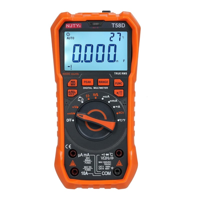 T58D Digital Multimeter 9999 Counts AC DC Voltage Capacitance Tester NCV Detection for Electrician DIY - Image 1