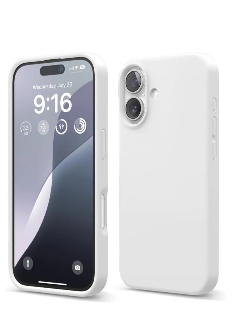 Compatible with iPhone 16 Case, Premium Liquid Silicone Case, Full Body Protective Case, Shockproof, Anti-Scratch Soft Microfiber Lining (White)  - Image 1