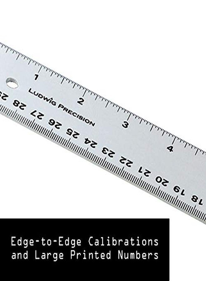Ludwig Precision Aluminum Straight Edge Ruler, 12-INCH, Silver - Image 2